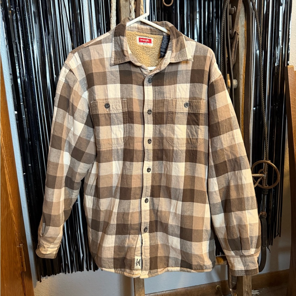Wrangler Tan Plaid Sherpa Shirt